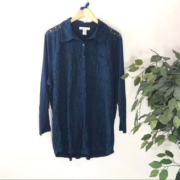 PLUS August Silk Blue Lace Top - Picture 1 of 4
